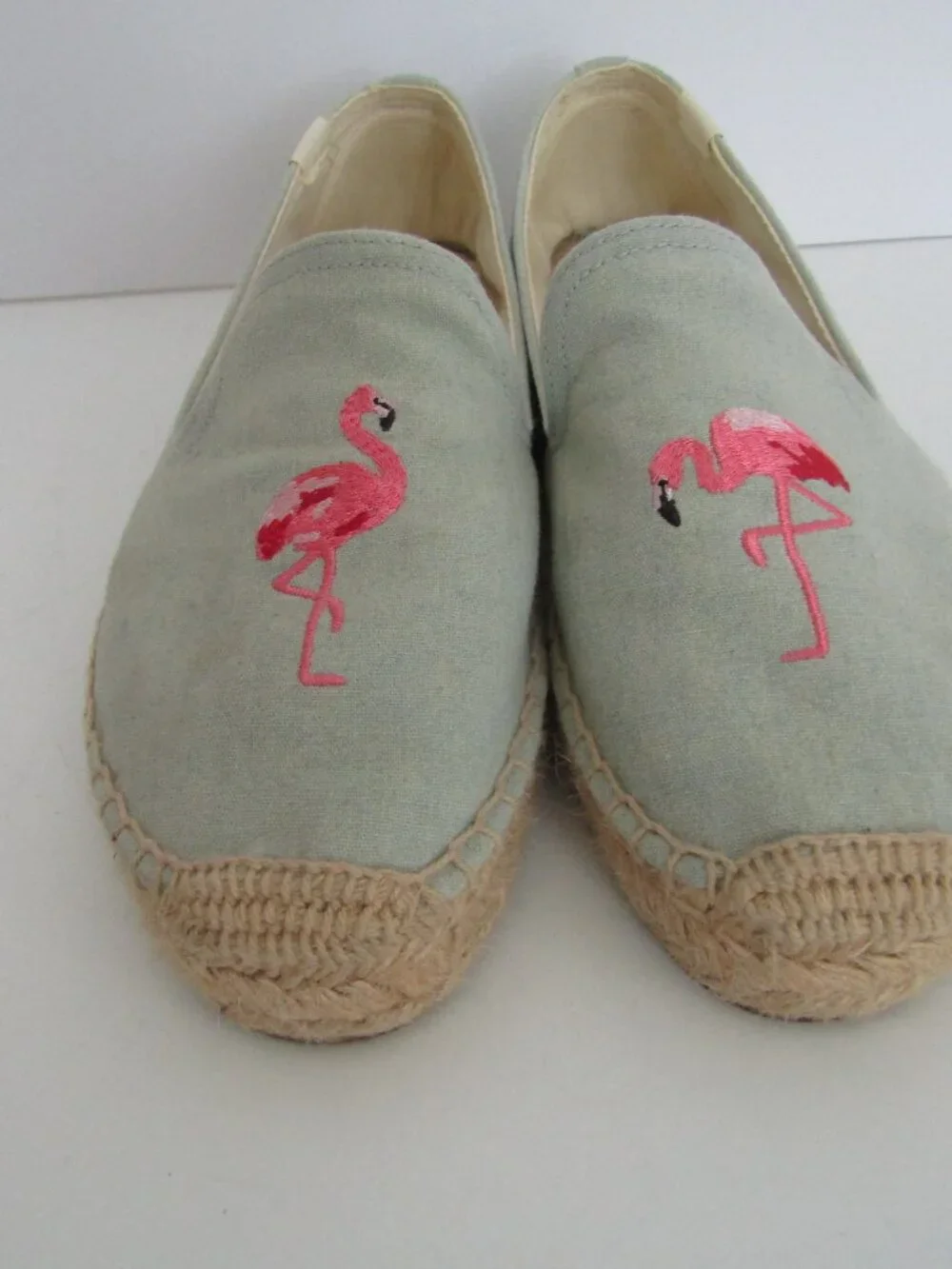 Soludos Flamingo Embroidered Slipper Espadrille Women's 9 Chambray